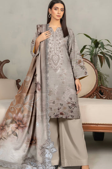Embroidered Digital Printed Lawn Unstitched 3pc with Ready to wear Bana Dora Voil Dupatta
